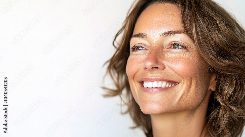 Smiling Woman with Perfect Skin Isolated Background Smiling Woman with Perfect Skin Isolated Background