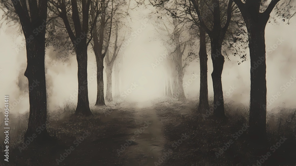 Misty autumn woodland, with colorful foliage and dense fog obscuring the background, perfect for tranquil and reflective nature-themed visuals. Misty autumn woodland, with colorful foliage and dense fog obscuring the background, perfect for tranquil and reflective nature-themed visuals.