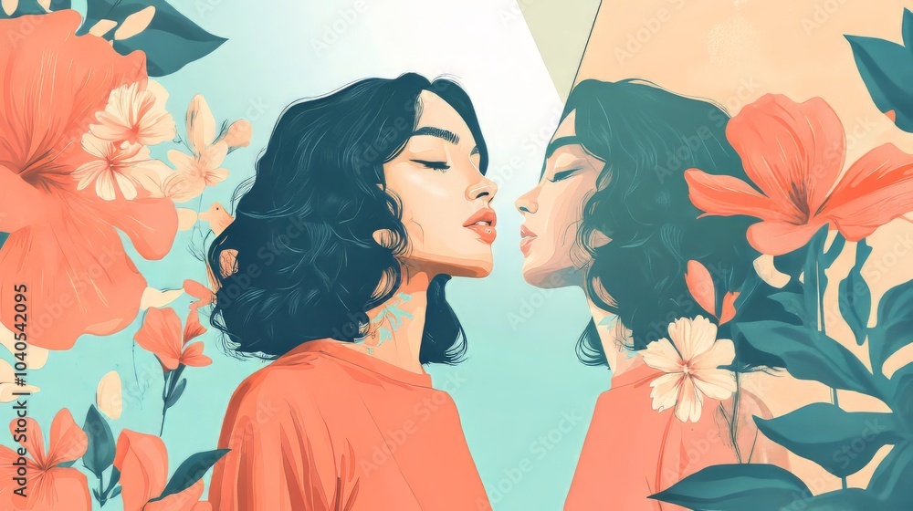 Illustrate the concept of self-reflection and growth Adobe Illustrator Illustrate the concept of self-reflection and growth Adobe Illustrator