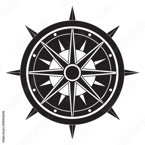 Compass silhouette  vector black color white background 