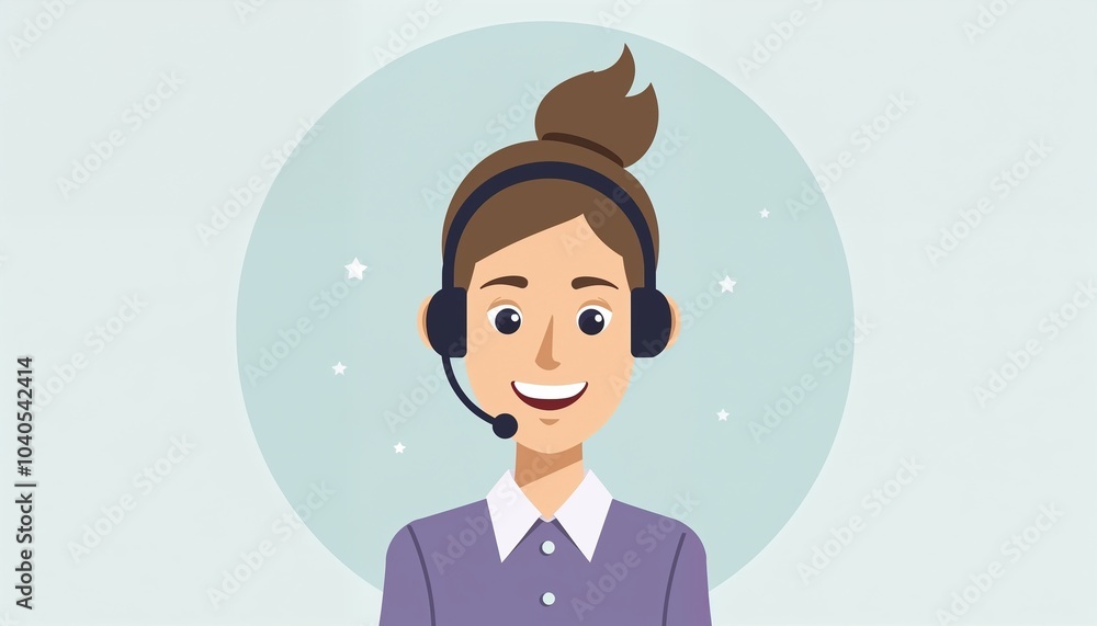 Cheerful young woman with a headset Cheerful young woman with a headset
