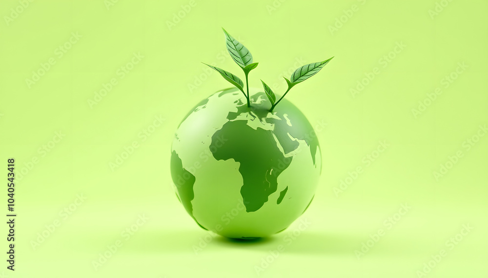 Green business investment finance, globe with plant isolated with white highlights, png Green business investment finance, globe with plant isolated with white highlights, png