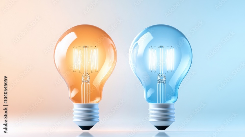 Bright Light Bulbs with Colorful Reflection Bright Light Bulbs with Colorful Reflection