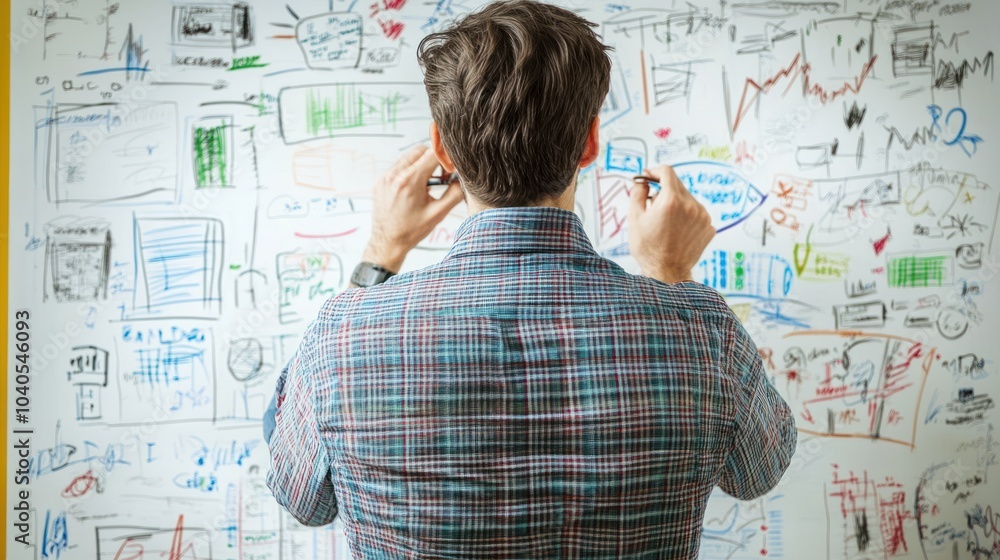 Man Writing on Whiteboard Man Writing on Whiteboard