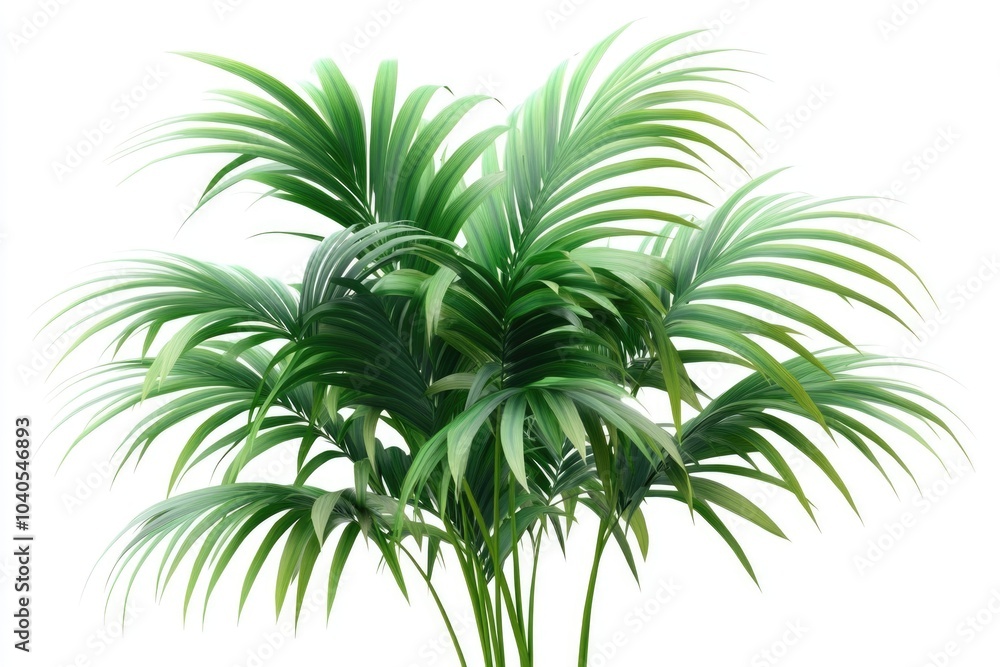 Fototapeta premium Green palm tree leaves on white background.