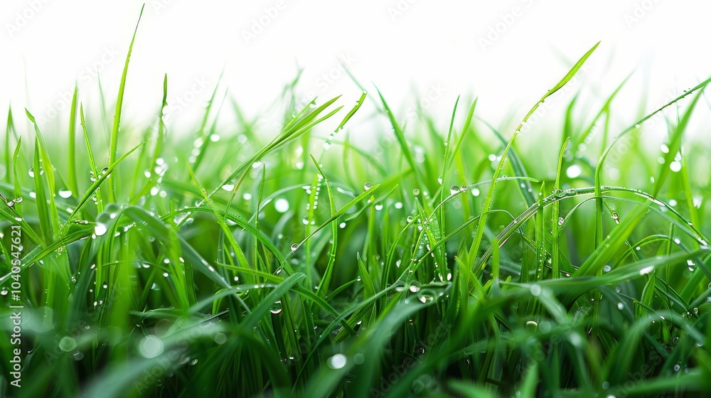 Fototapeta premium Expansive green meadow, isolated on white, with soft rolling hills. A serene and peaceful landscape