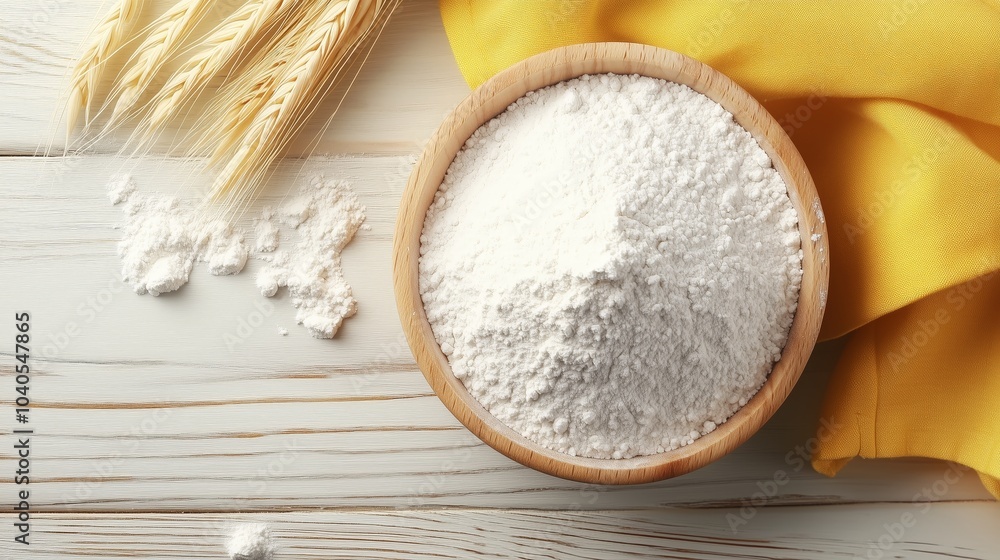 Artisanal Bread and Baking Ingredients, Food Advertisement Background, Banner and Copy Space Artisanal Bread and Baking Ingredients, Food Advertisement Background, Banner and Copy Space
