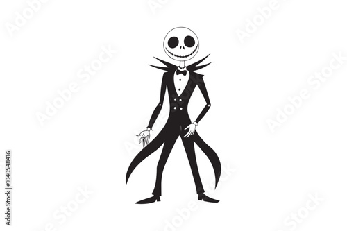 Halloween Jack and Sally Silhouette Vector for Printable Graphics