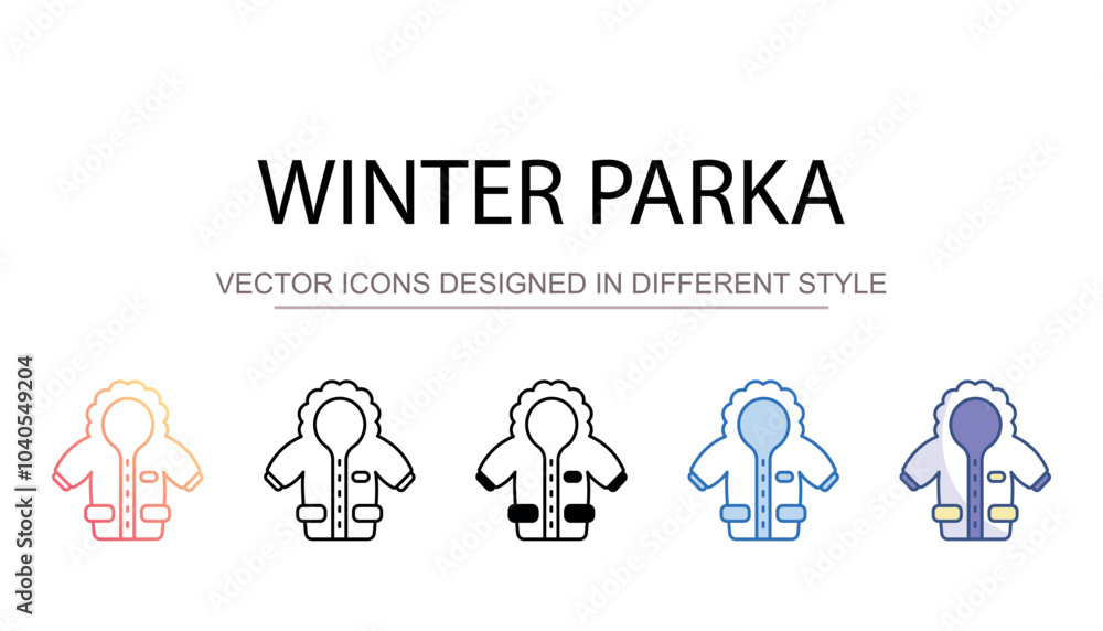Winter Parka icon design with white background stock illustration Winter Parka icon design with white background stock illustration