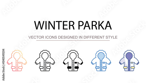 Winter Parka icon design with white background stock illustration