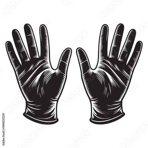 Medical Gloves Silhouette vector black color white background