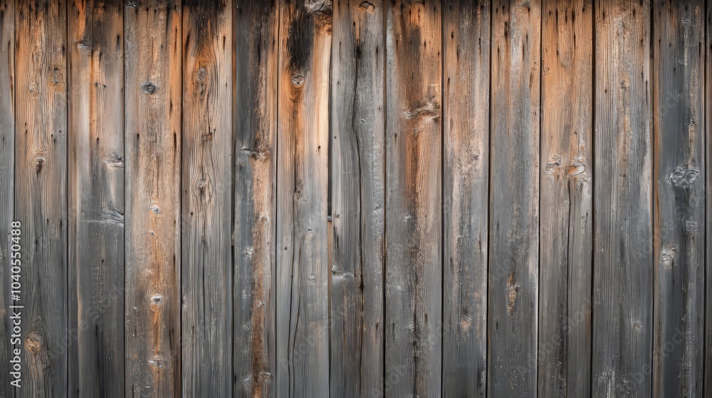 Wooden wall with deep grain, knots, and weathered surface Wooden wall with deep grain, knots, and weathered surface