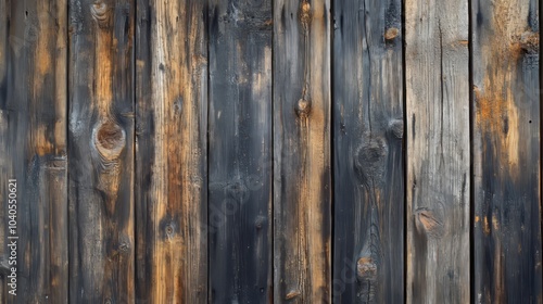 Wooden wall with deep grain, knots, and weathered surface