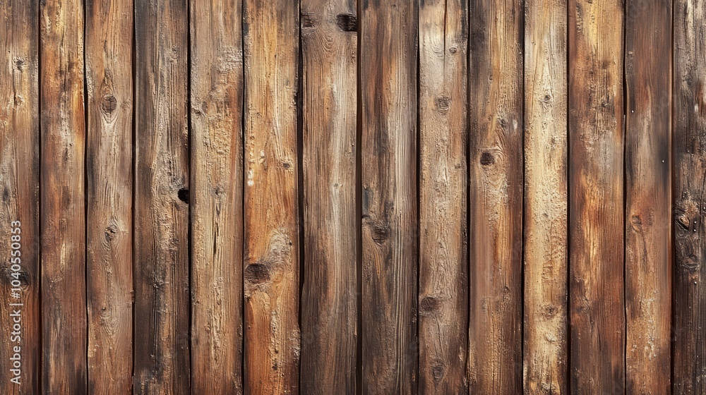 Wooden wall with deep grain, knots, and weathered surface