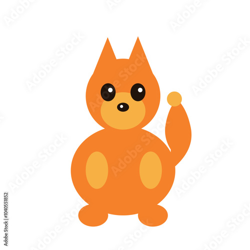 Orange vector illustration of a beautiful adult young fox isolated on a white background