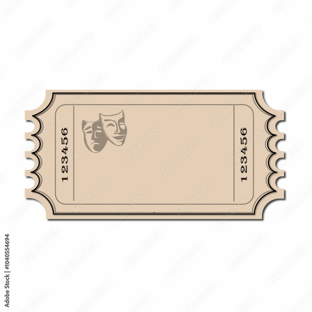 theater ticket with an image of the theatrical masks theater ticket with an image of the theatrical masks
