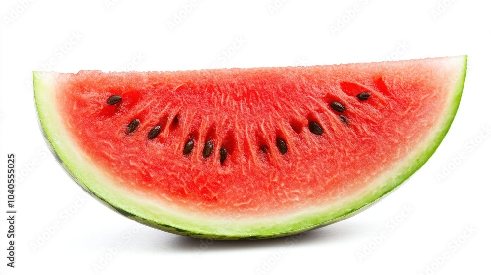 A Sliced Watermelon Wedge with Seeds and Green Rind A Sliced Watermelon Wedge with Seeds and Green Rind