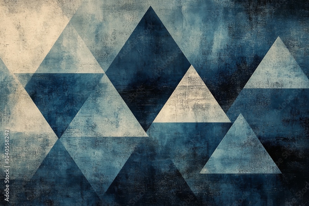 Geometric blue triangle pattern in textured wall design for modern interior Geometric blue triangle pattern in textured wall design for modern interior