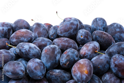 Fresh plums background. Top view. Organic food.