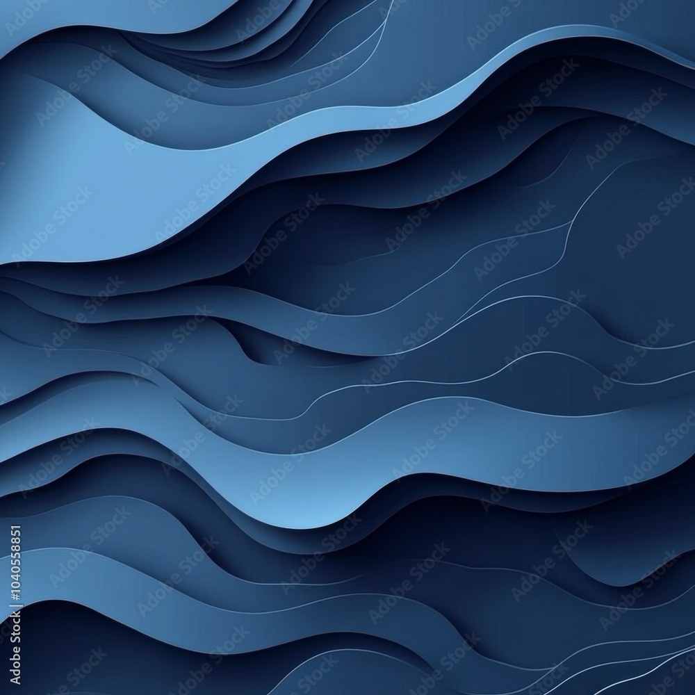 Textured layers of deep blue waves creating a calming and serene background design Textured layers of deep blue waves creating a calming and serene background design