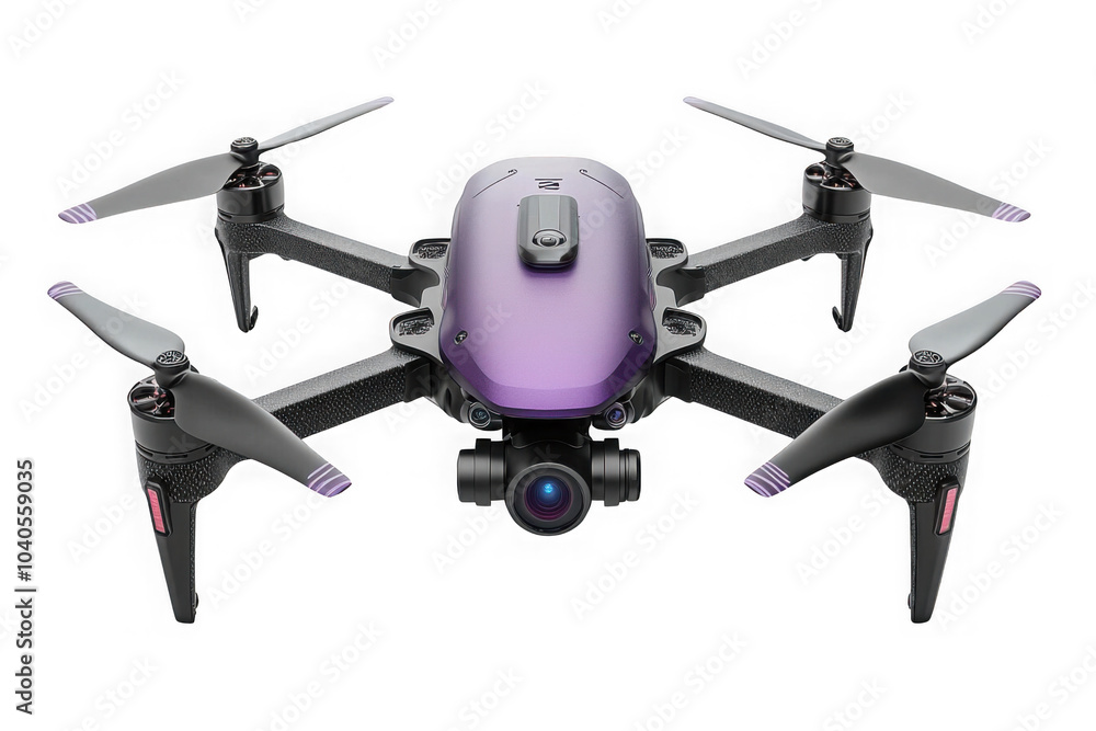 Purple drone taxi isolated on transparent background, png file, no background png file