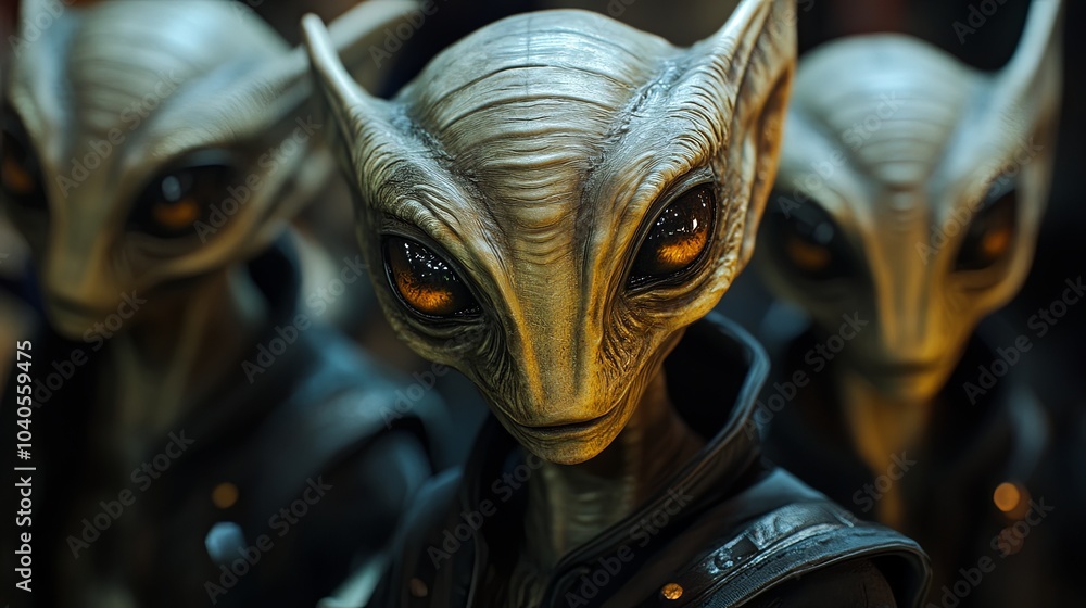 Intriguing Alien Beings with Sharp Features and Golden Eyes
Intriguing Alien Beings with Sharp Features and Golden Eyes