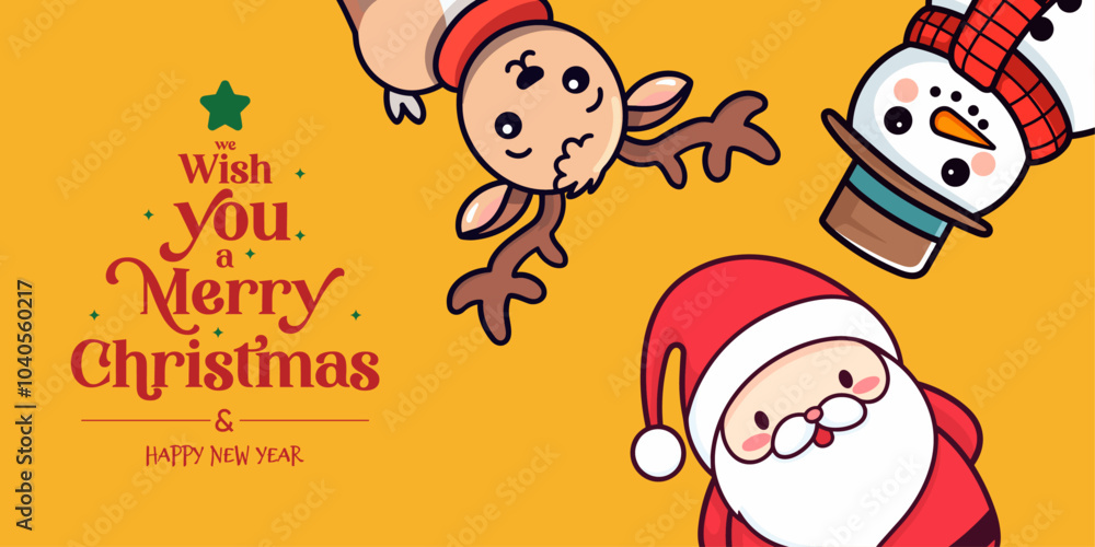 Winter Characters - Christmas Banner with Santa Claus, Snowman, Reindeer, Christmas for Kids with Lettering
Winter Characters - Christmas Banner with Santa Claus, Snowman, Reindeer, Christmas for Kids with Lettering