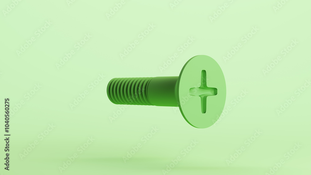Green bionic hardware bolt screw shape component technology design element neutral monochrome pale light mint tones pastel green background 3d illustration render Green bionic hardware bolt screw shape component technology design element neutral monochrome pale light mint tones pastel green background 3d illustration render