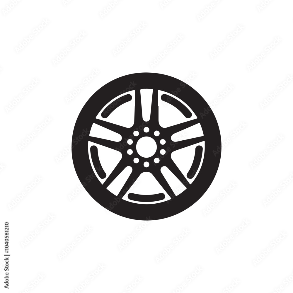 Obraz premium Car wheel silhouette vector illustration