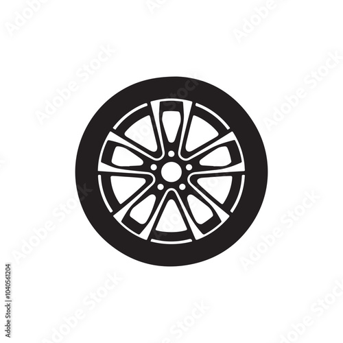 Car wheel silhouette vector illustration