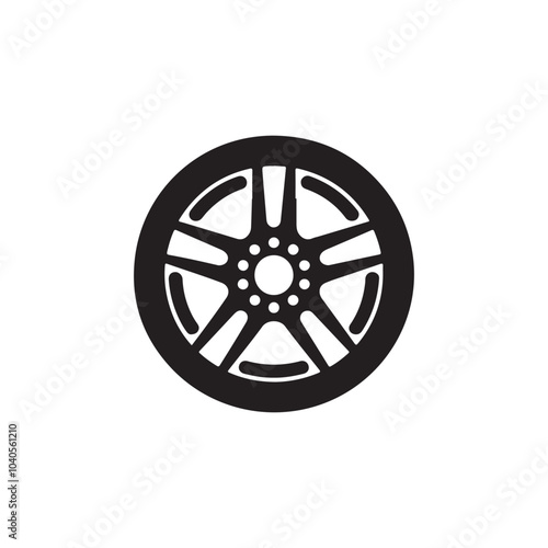 Car wheel silhouette vector illustration