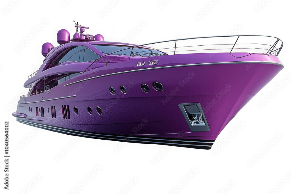 Purple Motor Yacht isolated on transparent background, png file, no background png file
