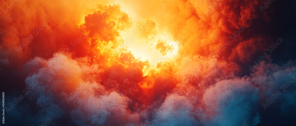 Dramatic Orange and Blue Cloudscape with Glowing Center Dramatic Orange and Blue Cloudscape with Glowing Center