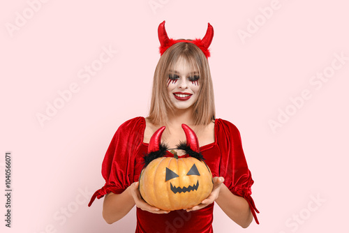 Young woman dressed for Hal...