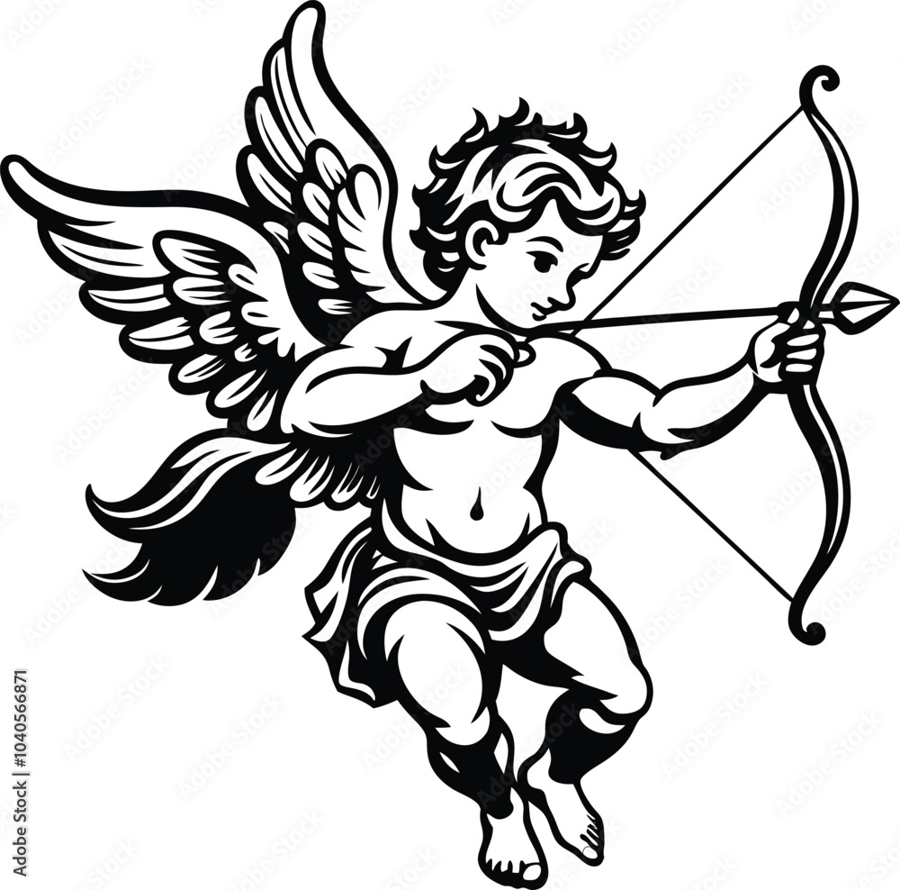 Fototapeta premium Cupid shooting arrow illustration art