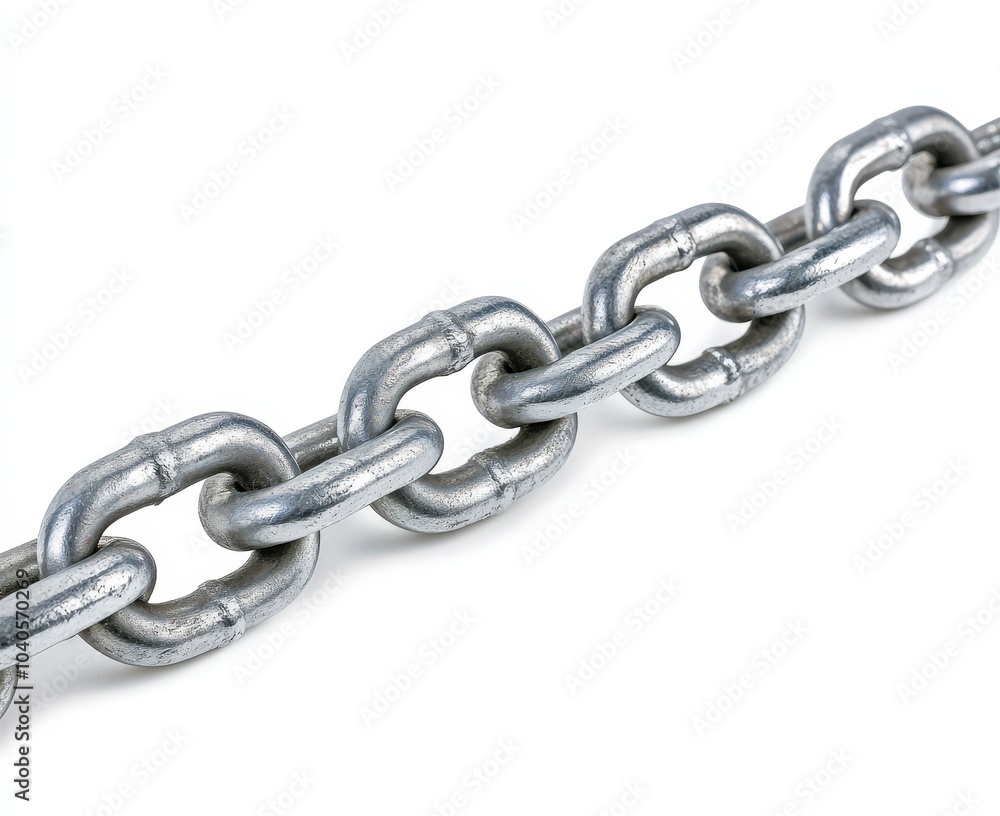 Obraz premium A white background is used to isolate a close-up of a metal chain.