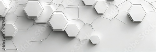 Abstract geometric design featuring interconnected hexagons on a white backgr...