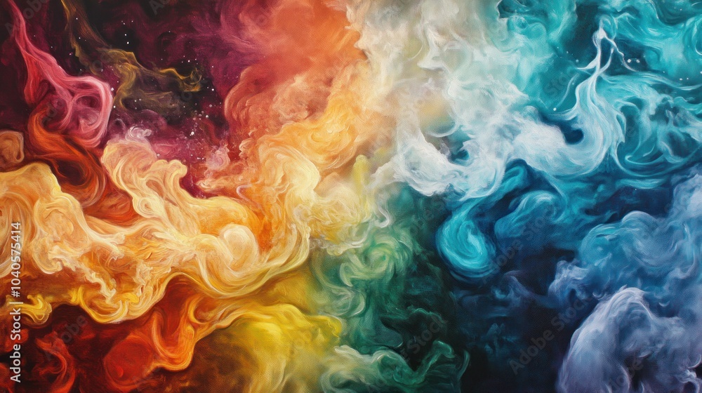 Abstract Painting of Swirling Colors with Specks of White Abstract Painting of Swirling Colors with Specks of White