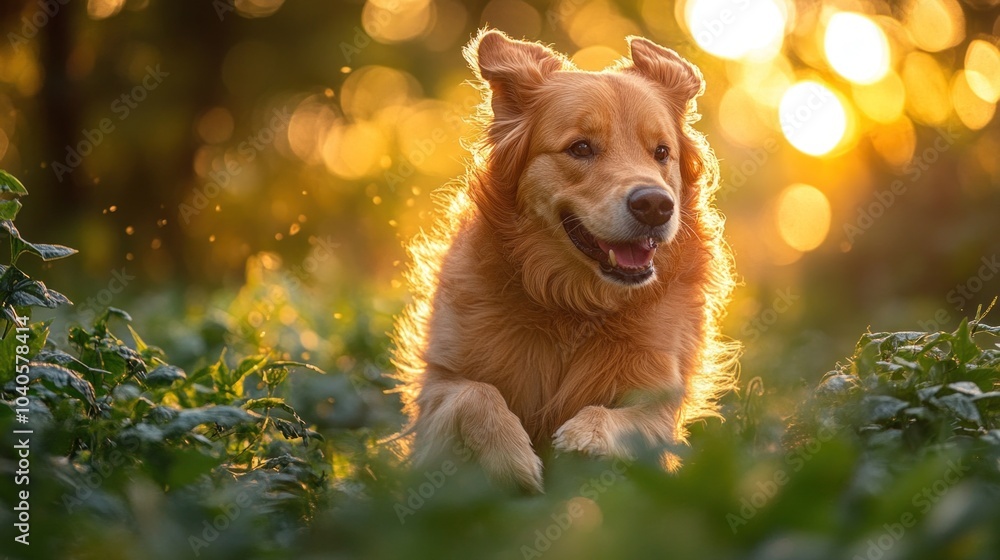 Dog running through a field of tall grass, symbolizing freedom, joy, and the simple pleasures of life Dog running through a field of tall grass, symbolizing freedom, joy, and the simple pleasures of life