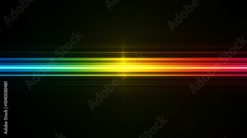 Horizontal Glowing Rainbow Line on Black Background