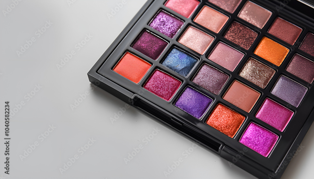 Beautiful eyeshadow palette on light gray background, closeup. Professional cosmetic product Beautiful eyeshadow palette on light gray background, closeup. Professional cosmetic product
