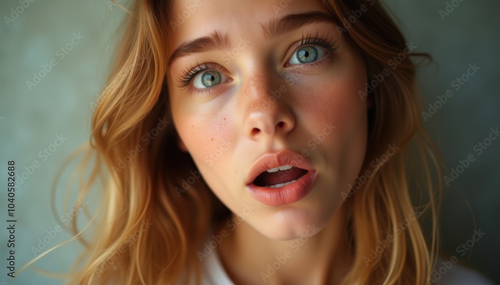 Beautiful girl's emotional face on a plain background. An amazing depiction of innocence and elegance. Beautiful girl's emotional face on a plain background. An amazing depiction of innocence and elegance.