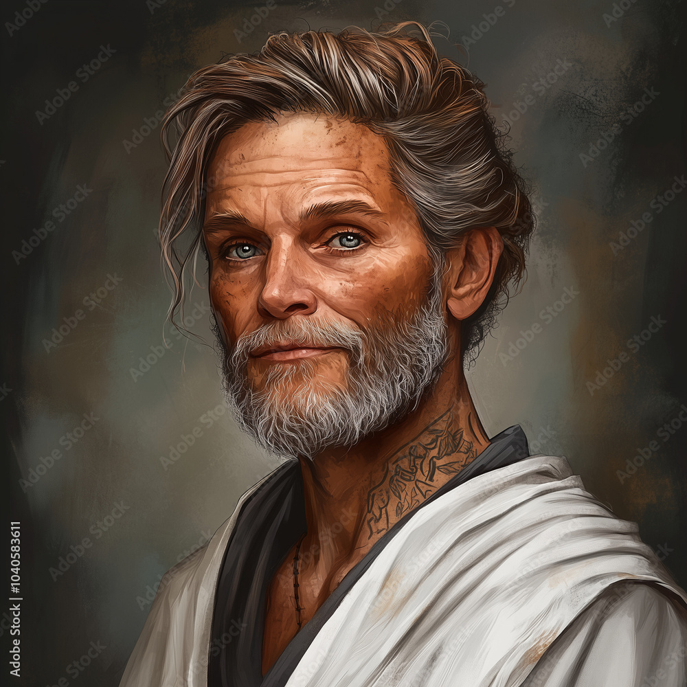 fantasy portrait illustration of late middle aged man fantasy portrait illustration of late middle aged man