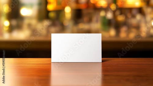 Wallpaper Mural Sophisticated Business Card Mockup on Luxurious Wooden Bar in Cocktail Lounge Setting Torontodigital.ca