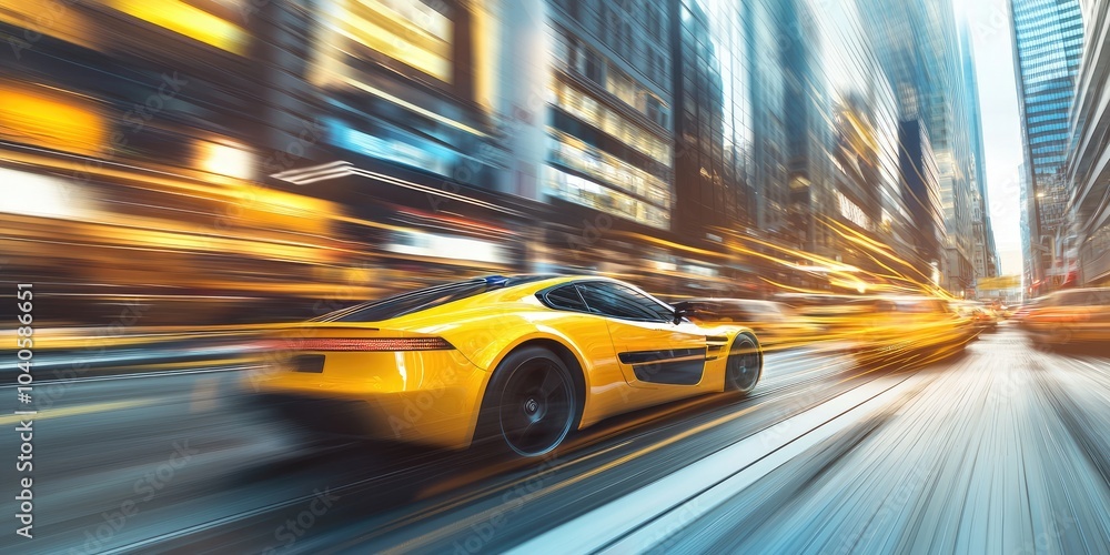 A modern electric taxi maneuvers through busy city streets, symbolizing innovative urban transportation solutions. A modern electric taxi maneuvers through busy city streets, symbolizing innovative urban transportation solutions.