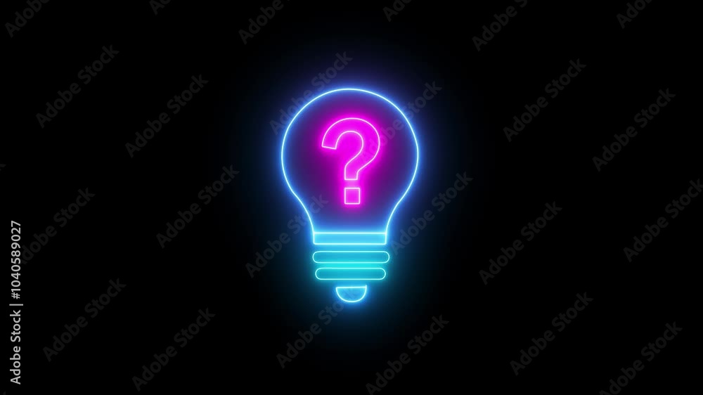 two video Animation of neon light bulb with a question mark. Loop. two video Animation of neon light bulb with a question mark. Loop.