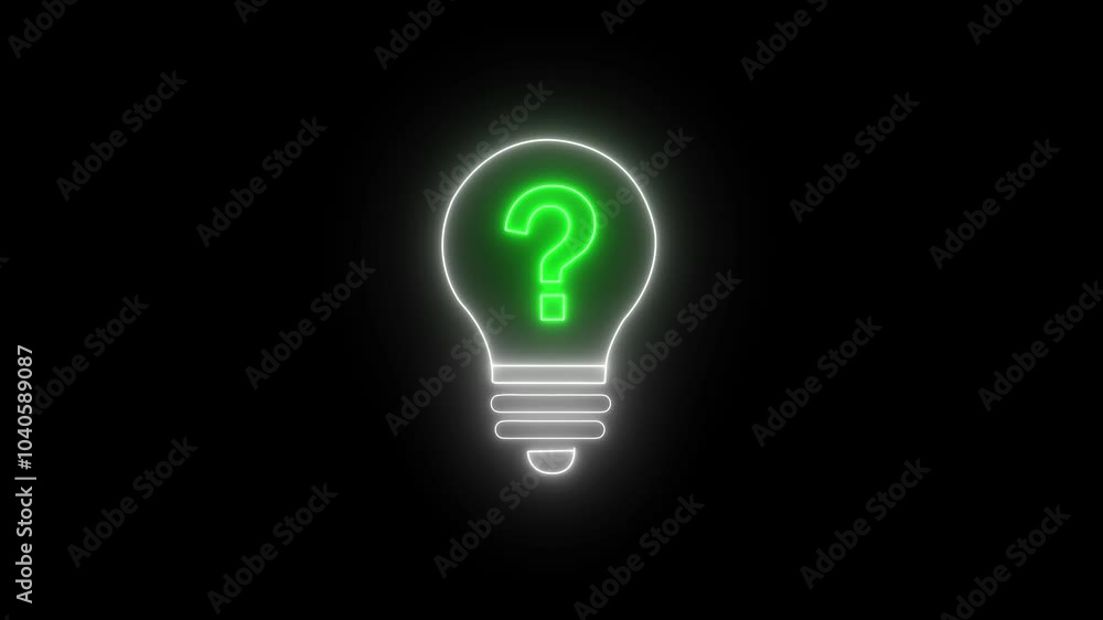 two video Animation of neon light bulb with a question mark. Loop. two video Animation of neon light bulb with a question mark. Loop.