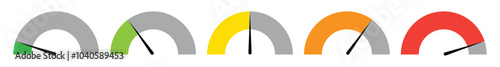Speed signs. Speedometer  set. Speed indicators with arrows. Fast speed gauge