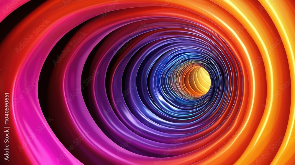 Curved lines forming a mesmerizing vortex in bold contrasting colors Curved lines forming a mesmerizing vortex in bold contrasting colors
