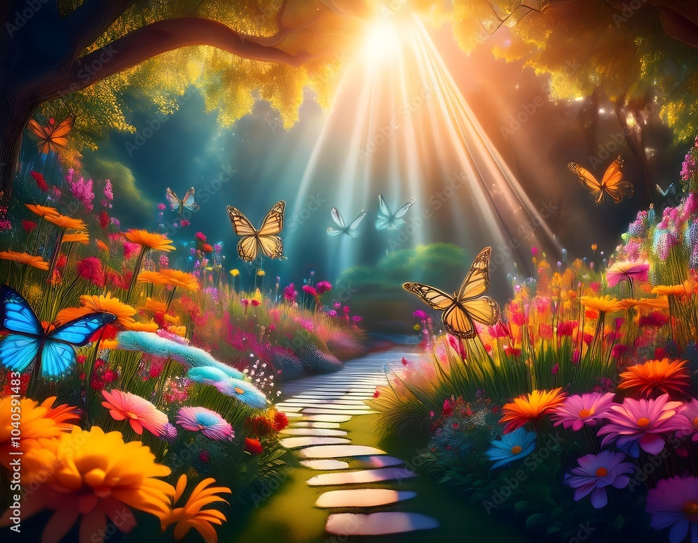 Enchanted Garden with Butterflies Enchanted Garden with Butterflies
